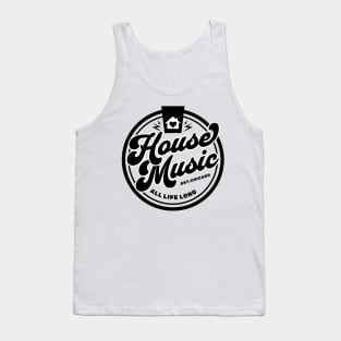 HOUSE MUSIC  - Circle Heart House Logo (Black) Tank Top